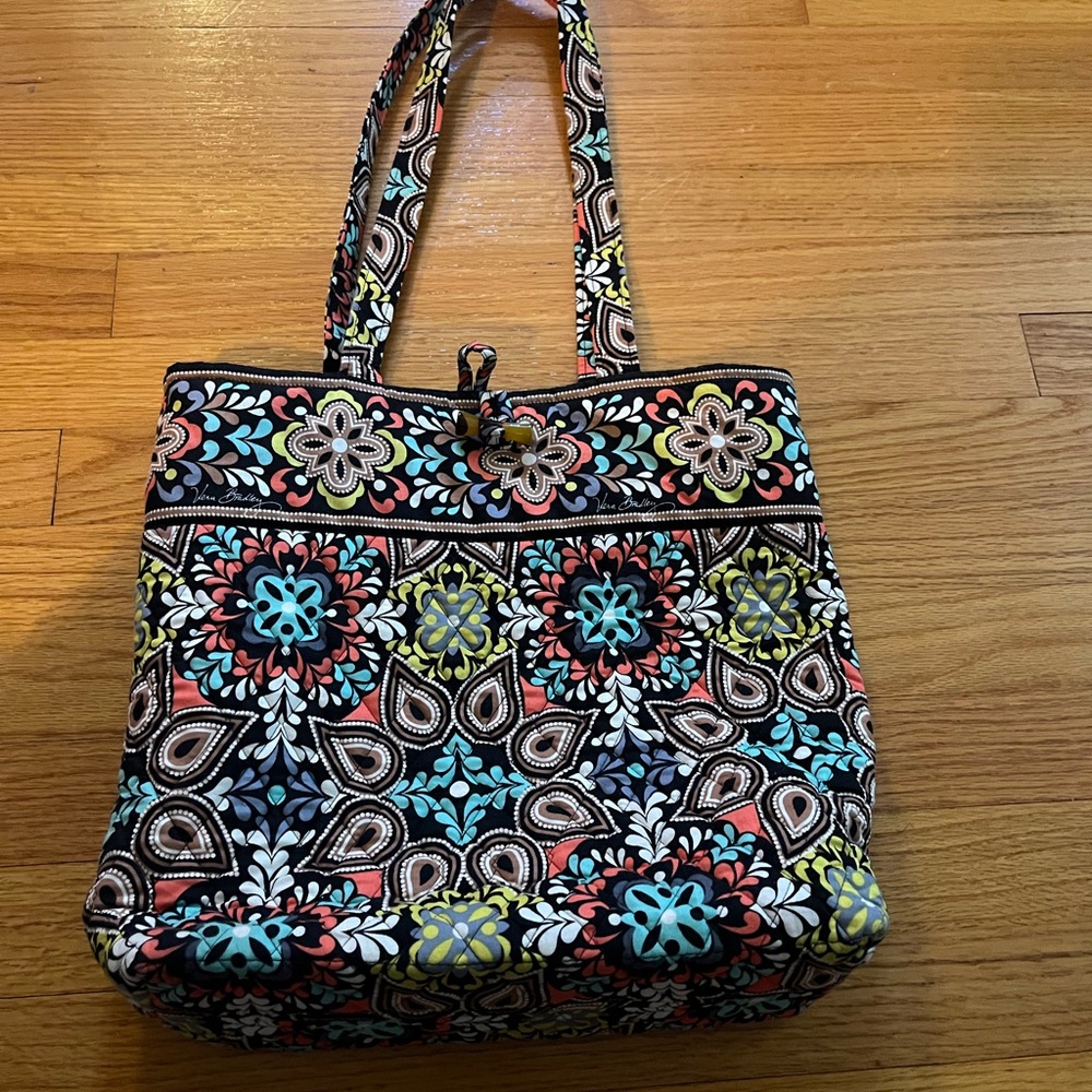 Vera Bradley Black and Blue Floral Tote